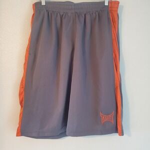 Tapout‎ Shorts Mens Large Gray Orange Athletic Mesh MMA Training Workout Gym